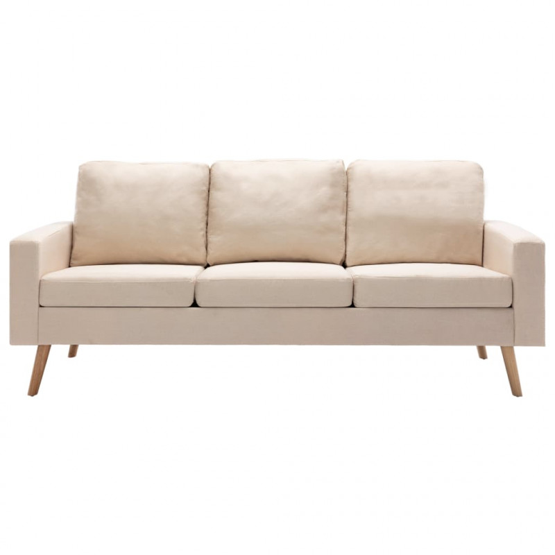 3-osobowa sofa, kremowa, tapicerowana tkaniną