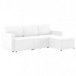 3-osobowa, rozkładana sofa modułowa, biała, sztuczna skóra