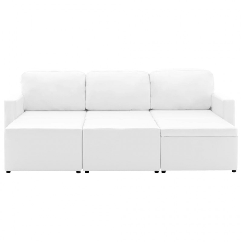 3-osobowa, rozkładana sofa modułowa, biała, sztuczna skóra
