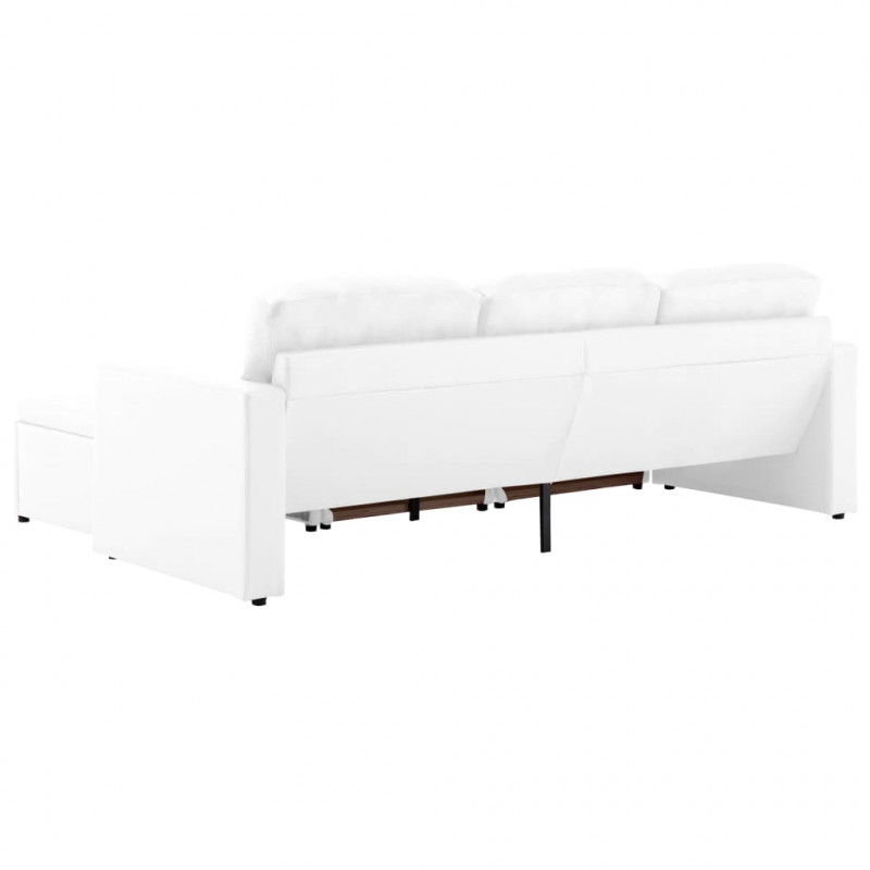 3-osobowa, rozkładana sofa modułowa, biała, sztuczna skóra