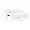3-osobowa, rozkładana sofa modułowa, biała, sztuczna skóra