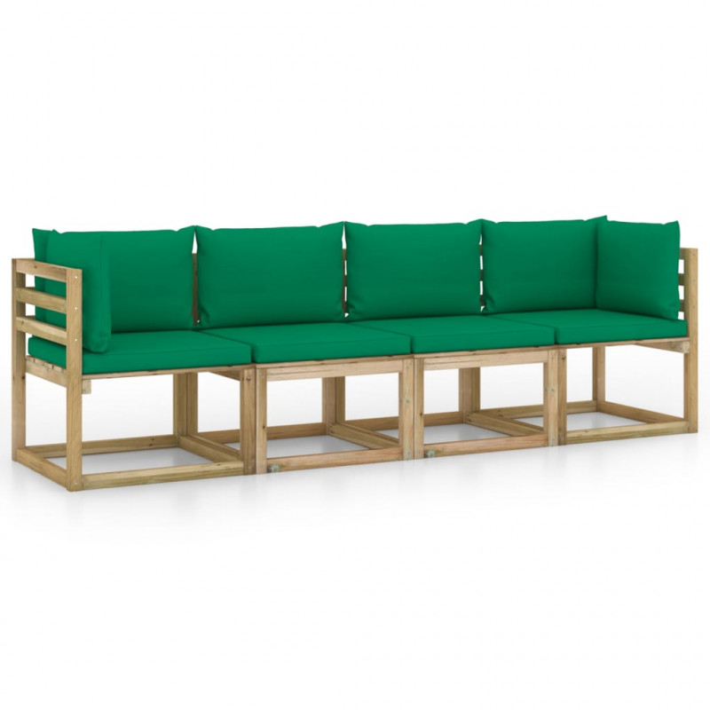 4-osobowa sofa z zielonymi poduszkami
