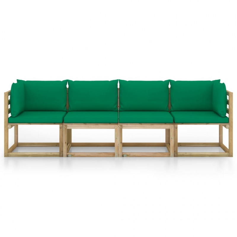 4-osobowa sofa z zielonymi poduszkami
