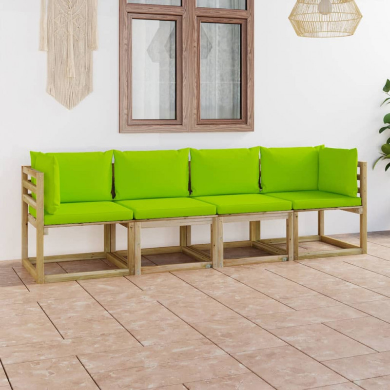 4-osobowa sofa z jasnozielonymi poduszkami
