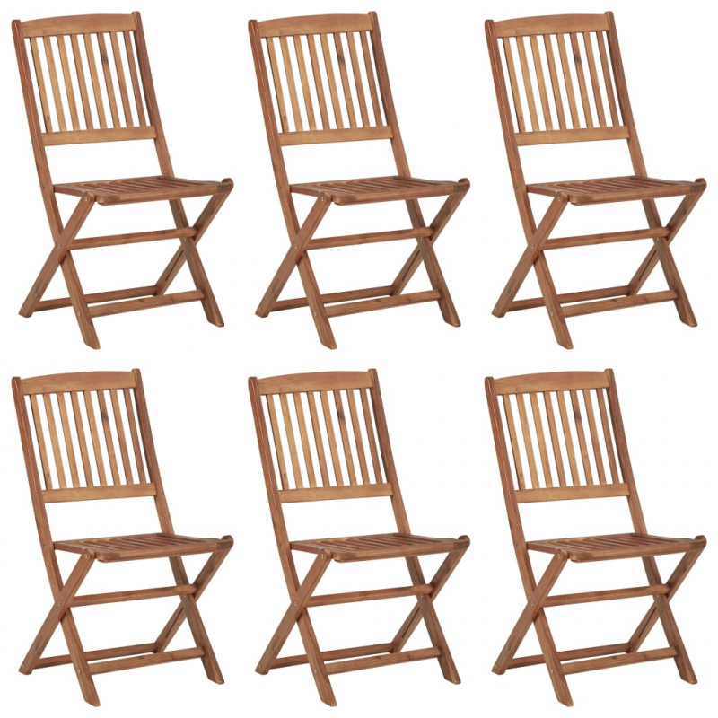 Składane krzesła ogrodowe z poduszkami, 6 szt., drewno akacjowe