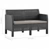 2-osobowa sofa ogrodowa z poduszkami, antracytowa, rattan PP