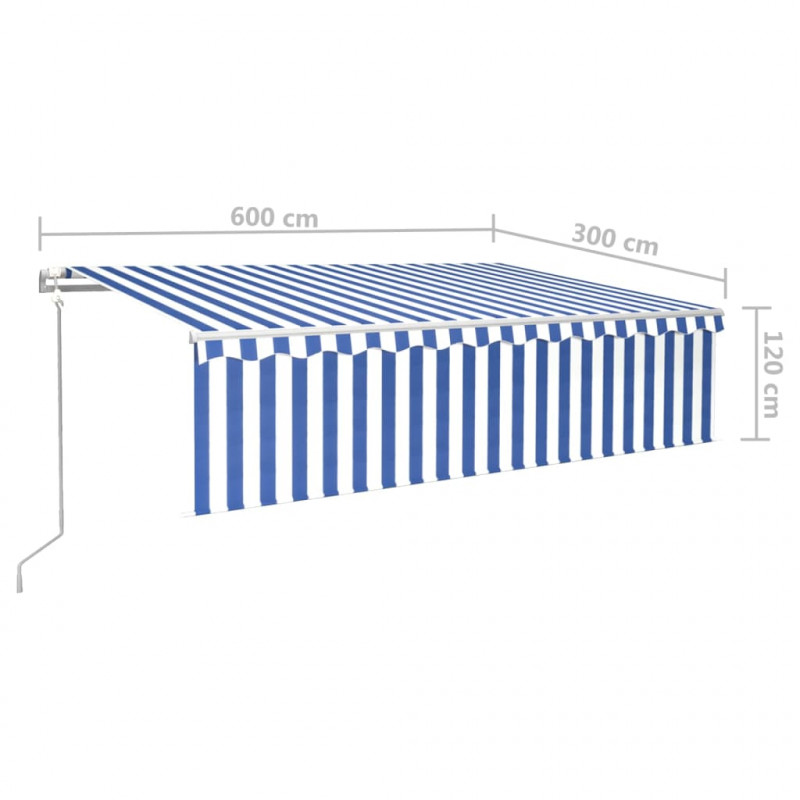 Automatycznie zwijana markiza, LED i czujnik wiatru, 6x3 m