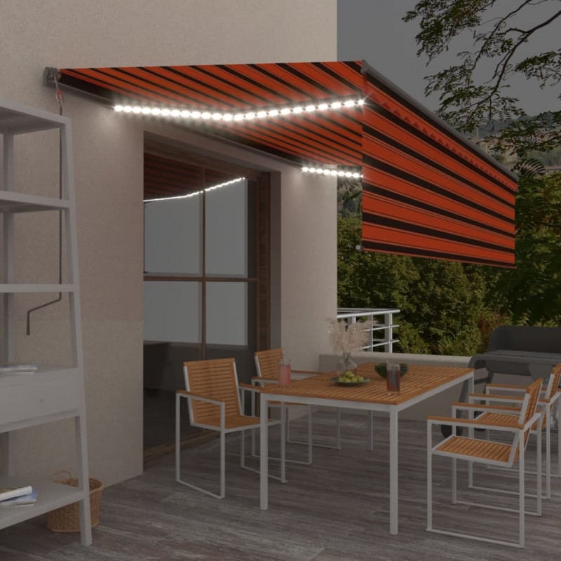 Automatycznie zwijana markiza, LED i czujnik wiatru, 5x3 m