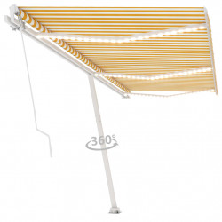 Ręcznie zwijana markiza z LED, 600 x 300 cm, żółto-biała