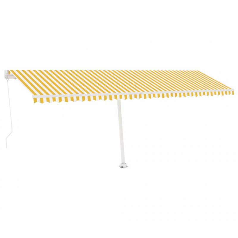 Ręcznie zwijana markiza z LED, 600 x 300 cm, żółto-biała