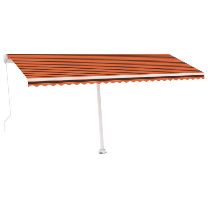 Ręcznie zwijana markiza z LED, 500x300 cm, pomarańcz-brąz