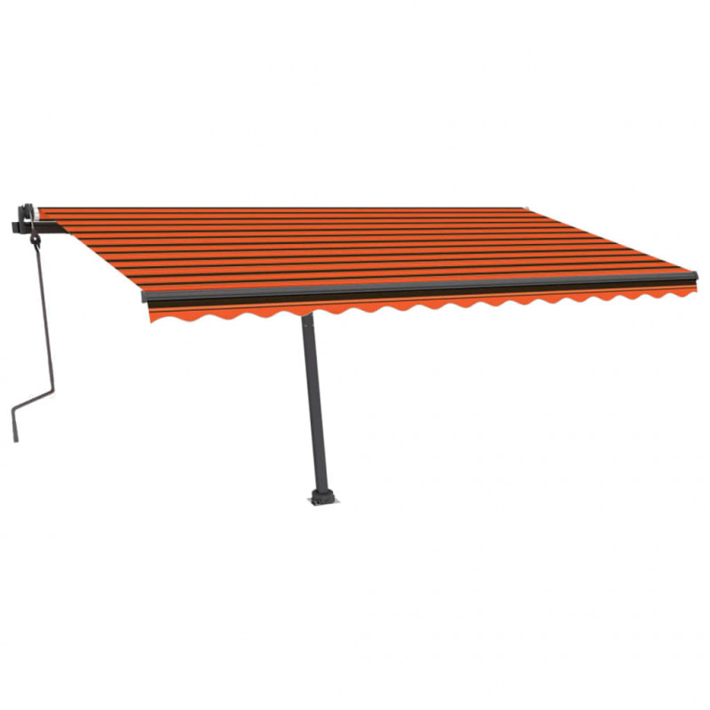 Ręcznie zwijana markiza z LED, 450x300 cm, pomarańczowo-brązowa
