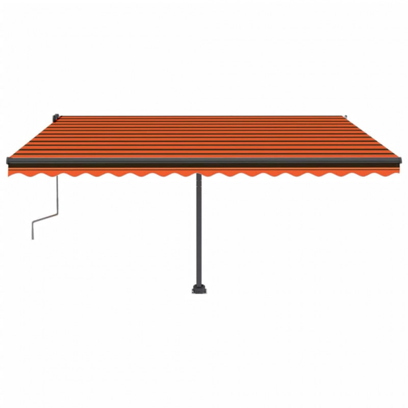 Ręcznie zwijana markiza z LED, 450x300 cm, pomarańczowo-brązowa