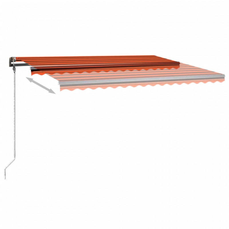 Ręcznie zwijana markiza z LED, 450x300 cm, pomarańczowo-brązowa