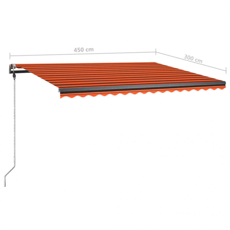Ręcznie zwijana markiza z LED, 450x300 cm, pomarańczowo-brązowa