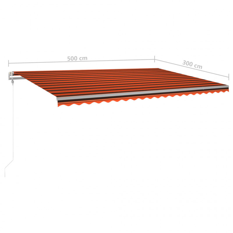 Ręcznie zwijana markiza z LED, 5x3 m, pomarańczowo-brązowa