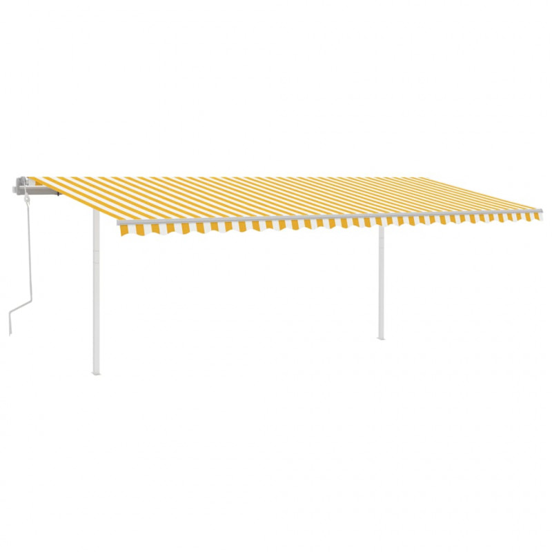 Ręcznie zwijana markiza z LED, 6x3 m, żółto-biała