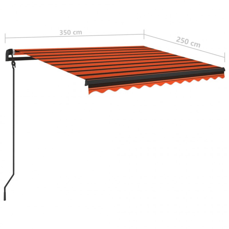Ręcznie zwijana markiza z LED, 3,5x2,5 m, pomarańczowo-brązowa
