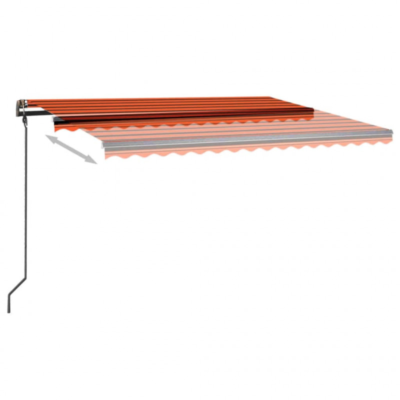 Ręcznie zwijana markiza z LED, 4,5x3 m, pomarańczowo-brązowa