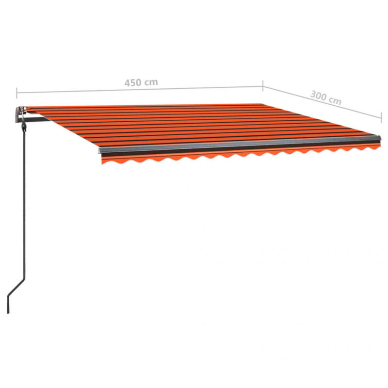 Ręcznie zwijana markiza z LED, 4,5x3 m, pomarańczowo-brązowa