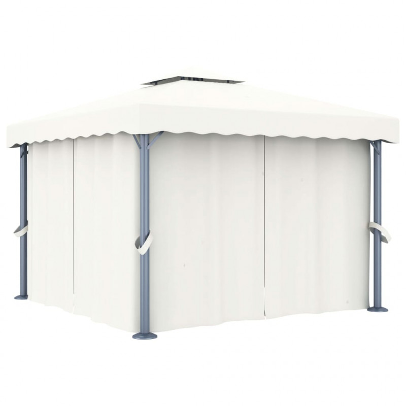 Altana z zasłonami i sznurem lampek LED, 3x3 m, kremowa