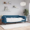 Sofa z funkcją spania, niebieska, 100x200 cm, obita aksamitem