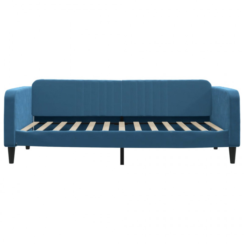 Sofa z funkcją spania, niebieska, 100x200 cm, obita aksamitem