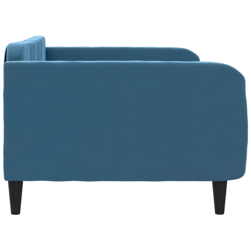 Sofa z funkcją spania, niebieska, 100x200 cm, obita aksamitem