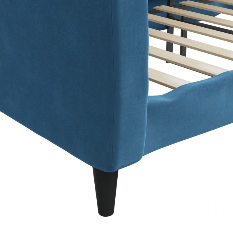Sofa z funkcją spania, niebieska, 100x200 cm, obita aksamitem
