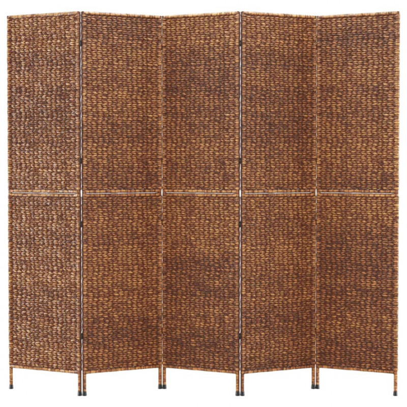 Parawan pokojowy 5-panelowy, brązowy, 205x180 cm, hiacynt wodny