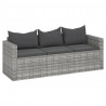 3-osobowa sofa ogrodowa z poduszkami, szara, polirattan