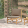 Środkowa sofa ogrodowa z poduszkami w kolorze taupe, bambusowa