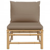 Środkowa sofa ogrodowa z poduszkami w kolorze taupe, bambusowa