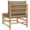 Środkowa sofa ogrodowa z poduszkami w kolorze taupe, bambusowa