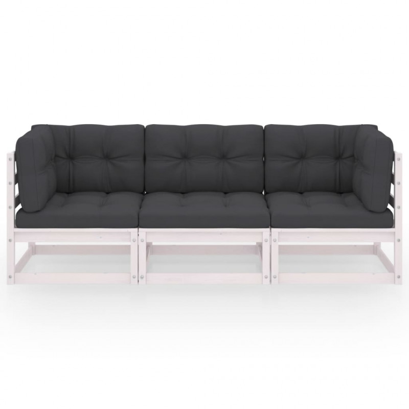 3-osobowa sofa ogrodowa z poduszkami, lite drewno sosnowe