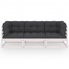 3-osobowa sofa ogrodowa z poduszkami, lite drewno sosnowe