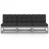 3-osobowa sofa z poduszkami, lite drewno sosnowe