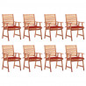 Krzesła ogrodowe z poduszkami, 8 szt., lite drewno akacjowe