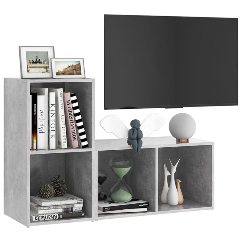 Szafki TV, 2 szt., szarość betonu, 72x35x36,5 cm, płyta wiórowa