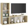 Szafki TV, 2 szt., biel i dąb sonoma, 107x35x37 cm, płyta