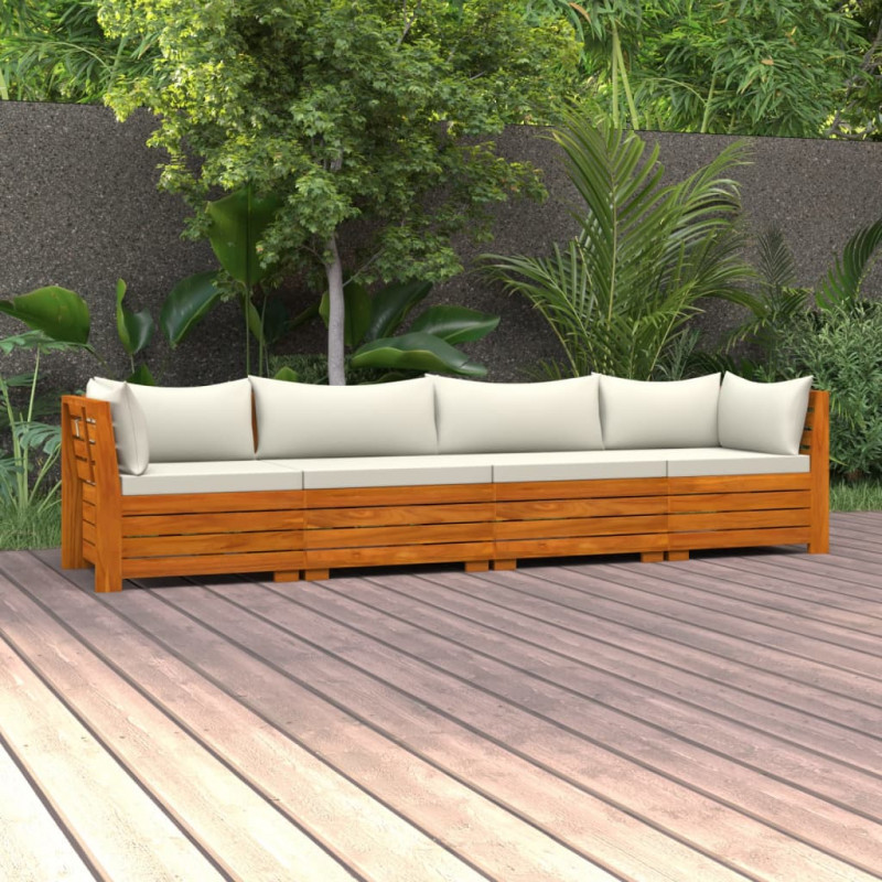 4-osobowa sofa ogrodowa z poduszkami, lite drewno akacjowe