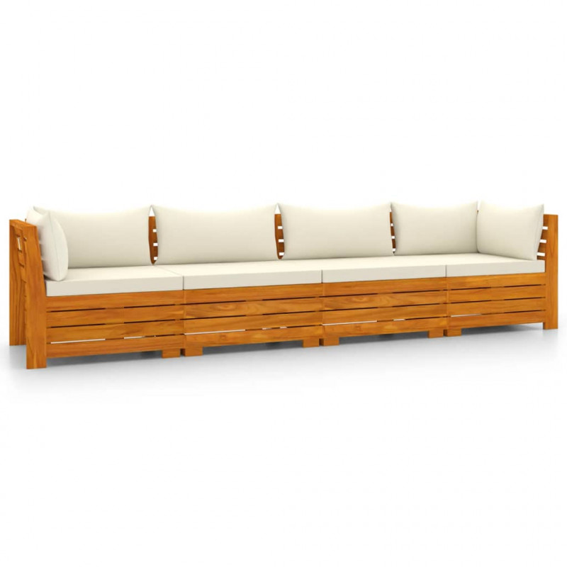 4-osobowa sofa ogrodowa z poduszkami, lite drewno akacjowe