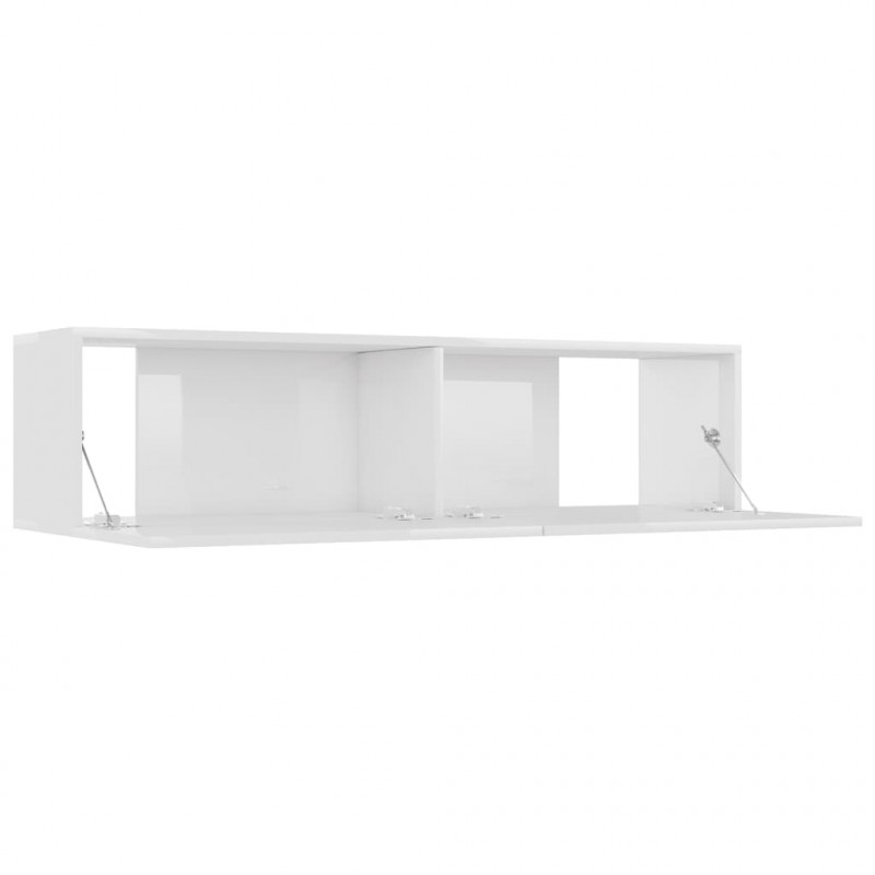 Szafka TV, biała, wysoki połysk, 120x30x30 cm