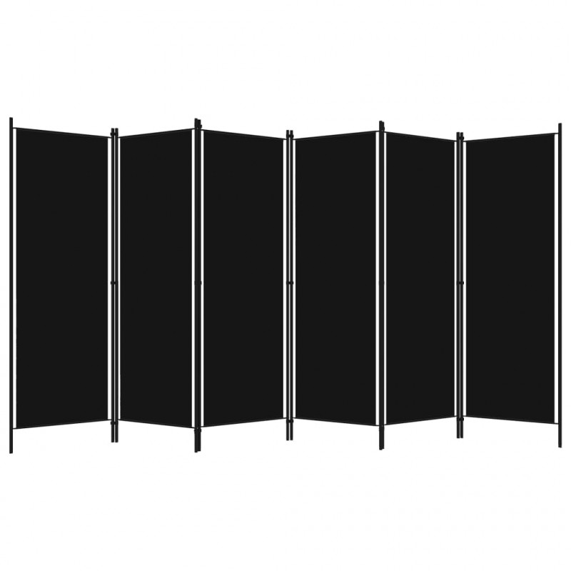 Parawan 6-panelowy, czarny, 300 x 180 cm
