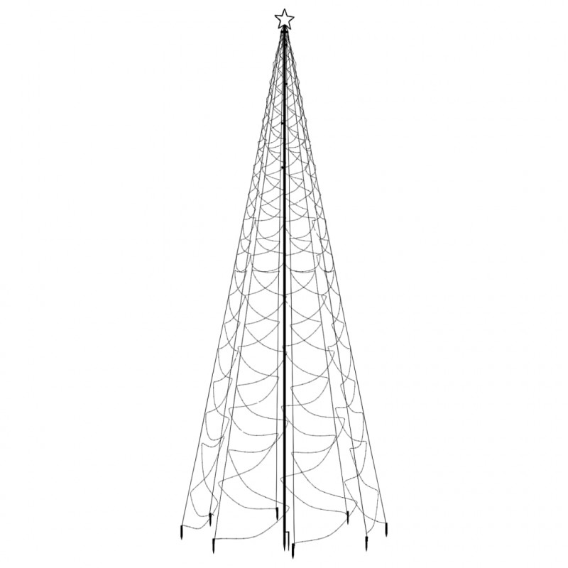 Choinka z metalowym słupkiem, 1400 ciepłych białych LED, 5 m