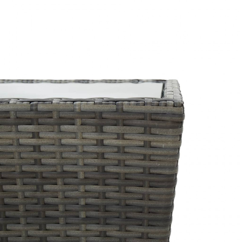 Stolik herbaciany, szary, 41,5x41,5x43 cm, rattan PE i szkło