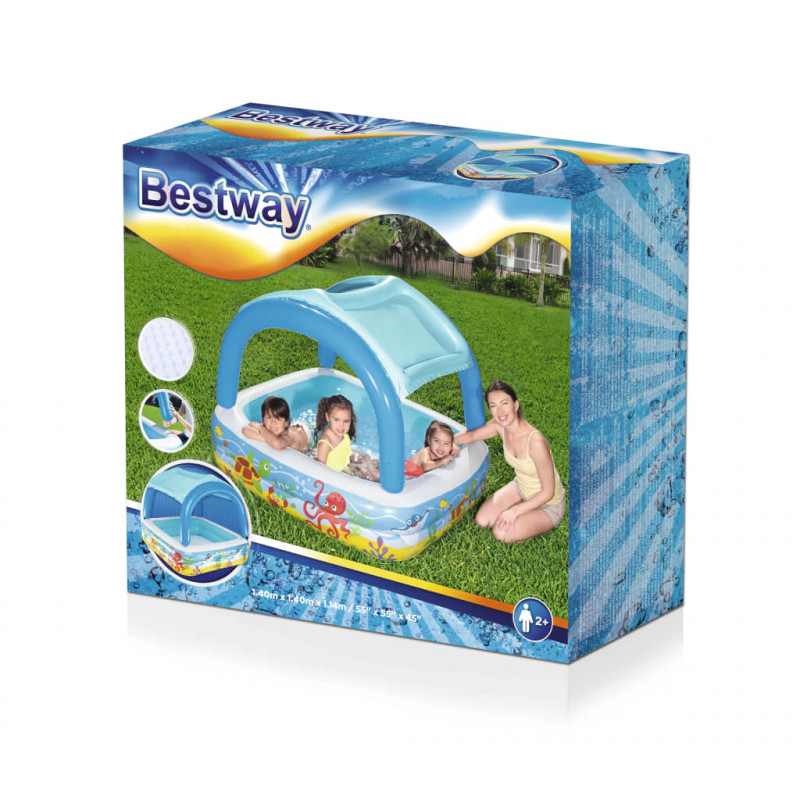 Bestway Basen z baldachimem, niebieski, 140 x 140 x 114 cm, 52192