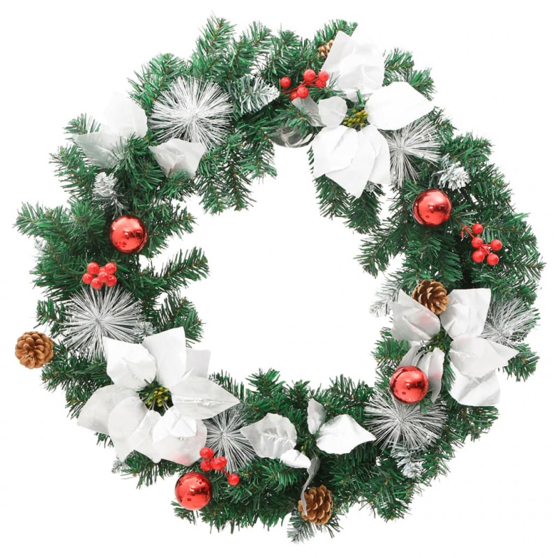 Wieniec świąteczny z lampkami LED, zielony, 60 cm, PVC