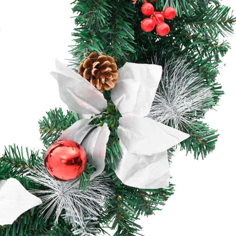 Wieniec świąteczny z lampkami LED, zielony, 60 cm, PVC