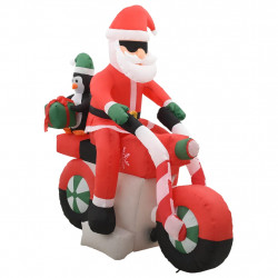 Nadmuchiwany Święty Mikołaj na motocyklu, z LED, IP44, 160 cm
